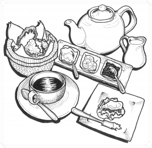 scones and tea with frame
